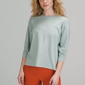 Lululemon- NWT LA Relaxed 3/4 Sleeve Crew Neck Top in Sage